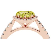 Heart-Shaped Halo Pavé Engagement Ring Setting for a Fancy Yellow Lab-Grown Diamond | Rose Gold