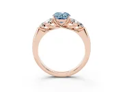 Oval Side Stone Engagement Ring Setting for a Fancy Blue Lab-Grown Diamond | Rose Gold
