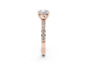Cushion Cut Pavé Solitaire Engagement Ring Setting | Single Row Band | Rose Gold
