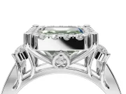 Asscher Cut Halo Engagement Ring Setting for a Fancy Green Lab-Grown Diamond | Graduated Channel Band | Platinum