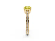 Cushion Cut Pave Solitaire Engagement Ring Setting for a Fancy Yellow Lab-Grown Diamond | Accented Basket | Yellow Gold