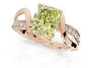 Radiant Cut Bypass Solitaire Engagement Ring Setting for a Fancy Yellow Lab-Grown Diamond | Pavé Strands | Rose Gold