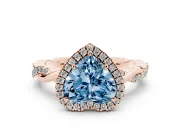 Heart-Shaped Twisted Halo Engagement Ring Setting for a Fancy Blue Lab-Grown Diamond | Rose Gold