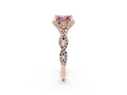Asscher Cut Milgrain Halo Engagement Ring Setting for a Fancy Pink Lab-Grown Diamond | Graduated Shoulders | Rose Gold