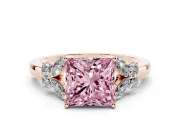 Princess Cut Petal Engagement Ring Setting for a Fancy Pink Lab-Grown Diamond | Rose Gold