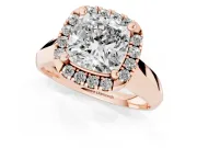 Cushion Cut Halo Engagement Ring Setting | Square Profile Band | Rose Gold