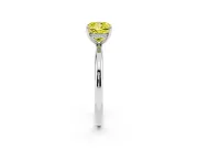 Fancy Yellow Cushion Cut Diamond Solitaire Ring Set in Silver with Thin Band and Prong Setting