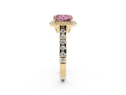 Radiant Cut Accented Halo Engagement Ring Setting for a Fancy Pink Lab-Grown Diamond | Yellow Gold