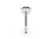 Fancy Green Round Cut Diamond Halo Engagement Ring Set in Platinum with Pavé Band and Round Halo Stones