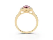 Emerald Cut Petal Tip Halo Engagement Ring Setting for a Fancy Pink Lab-Grown Diamond | Pavé Band | Yellow Gold