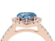 Heart-Shaped Halo Engagement Ring Setting for a Fancy Blue Lab-Grown Diamond | Single Row Pavé Band | Rose Gold