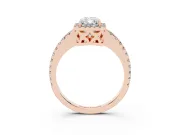 Radiant Cut Halo Engagement Ring Setting | Half Pave Band | Rose Gold