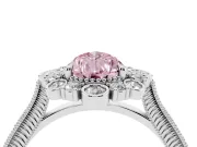 Pear-Shaped Scalloped Halo Engagement Ring Setting for a Fancy Pink Lab-Grown Diamond | Milgrain Edges | White Gold