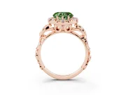 Heart-Shaped Filigree Halo Engagement Ring Setting for a Fancy Green Lab-Grown Diamond | Rose Gold