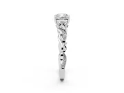 Cushion Cut Vintage Vine Solitaire Engagement Ring Setting | Milgrain Leaves | Platinum