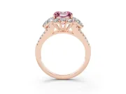 Asscher Cut Scalloped Halo Engagement Ring Setting for a Fancy Pink Lab-Grown Diamond | Pear Side Stones | Rose Gold