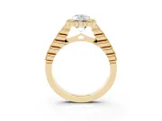 Radiant Cut Vintage Milgrain Halo Engagement Ring Setting | Beaded Pavé Shoulders | Yellow Gold