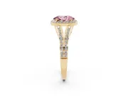 Oval Split Shank Halo Engagement Ring Setting for a Fancy Pink Lab-Grown Diamond | Yellow Gold