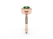 Fancy Green Cushion Cut Diamond Halo Engagement Ring Set in Rose gold with Milgrain Pavé Band