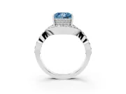 Fancy Blue Princess Cut Diamond Solitaire Twist Band Pavé Engagement Ring Set in Silver