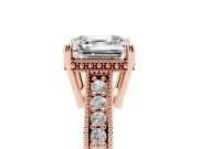 Asscher Cut Vintage Engraved Solitaire Engagement Ring Setting | Milgrain Pavé | Rose Gold