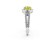 Round Floral Halo Engagement Ring Setting for a Fancy Yellow Lab-Grown Diamond | Pavé Split Shank | White Gold