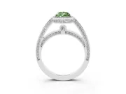 Fancy Green Pear Cut Diamond Halo Pavé Split Shank Ring Set in Platinum with Prong Setting