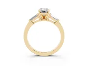 Emerald Cut Three-Stone Engagement Ring Setting | Tapered Baguettes | Yellow Gold