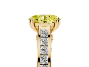 Oval Channel Set Solitaire Engagement Ring Setting for a Fancy Yellow Lab-Grown Diamond | Princess Channel | Yellow Gold