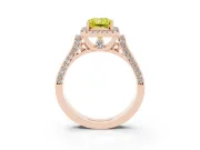 Radiant Cut Halo Engagement Ring Setting for a Fancy Yellow Lab-Grown Diamond | Pavé Panel Shoulders | Rose Gold