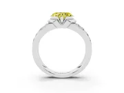 Heart-Shaped Half Bezel Engagement Ring Setting for a Fancy Yellow Lab-Grown Diamond | Channel Band | Sterling Silver