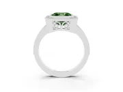 Fancy Green Asscher Cut Diamond Halo Ring Set in Silver with Pavé Band and Milgrain-Edged Prongs