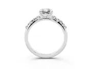 Radiant Cut Diamond Cluster Solitaire Ring Set in Silver with Prong Setting
