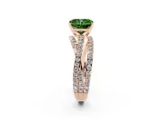 Radiant Cut Twisted Pavé Engagement Ring Setting for a Fancy Green Lab-Grown Diamond | Rose Gold
