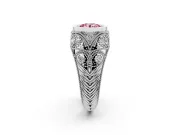 Round Vintage Bezel Engagement Ring Setting for a Fancy Pink Lab-Grown Diamond | Platinum