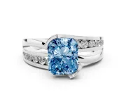 Radiant Cut Graduated Bypass Engagement Ring Setting for a Fancy Blue Lab-Grown Diamond | Split Shank | Sterling Silver