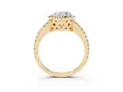 Heart-Shaped Halo Engagement Ring Setting | Half Pave Band | Yellow Gold