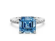 Asscher Cut Engagement Ring Setting for a Fancy Blue Lab-Grown Diamond | Sterling Silver - Design NV-24579