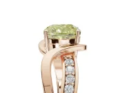 Cushion Cut Bypass Solitaire Engagement Ring Setting for a Fancy Yellow Lab-Grown Diamond | Pavé Strands | Rose Gold