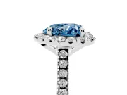 Heart-Shaped Halo Engagement Ring Setting for a Fancy Blue Lab-Grown Diamond | Tapered Band | Platinum