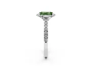 Emerald Cut Floral Petal Engagement Ring Setting for a Fancy Green Lab-Grown Diamond | Petal Accents | Platinum
