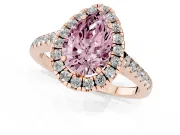 Pear-Shaped Raised Halo Engagement Ring Setting for a Fancy Pink Lab-Grown Diamond | Rose Gold