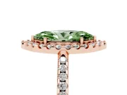 Marquise Pave Halo Engagement Ring Setting for a Fancy Green Lab-Grown Diamond | Pave Band | Rose Gold