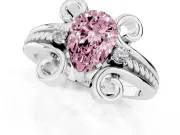 Fancy Pink Pear Cut Diamond Twisted Band Solitaire Ring Set in White gold with Scroll Prongs