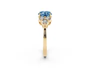 Round Cluster Side Stone Engagement Ring Setting for a Fancy Blue Lab-Grown Diamond | Yellow Gold