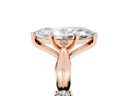 Marquise Cut Diamond Solitaire Twisted Band Ring Set in Rose gold with Accent Stones and Prong Setting