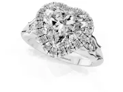 Heart-Shaped Vintage Halo Engagement Ring Setting | Pierced Filigree Shoulders | Platinum