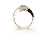 Emerald Cut Vintage Halo Engagement Ring Setting for a Fancy Blue Lab-Grown Diamond | Yellow Gold