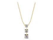 Round Lab-Grown Diamond Graduated Triple Bar Pendant Necklace | Prong Set | Yellow Gold