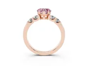 Heart-Shaped Five Stone Engagement Ring Setting for a Fancy Pink Lab-Grown Diamond | Rose Gold